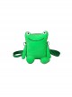 Childlike Cute Green Little Frog Smiling Bubble Eyes Kawaii Fashion Crossbody Soft Plush Bag