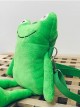 Childlike Cute Green Little Frog Smiling Bubble Eyes Kawaii Fashion Crossbody Soft Plush Bag