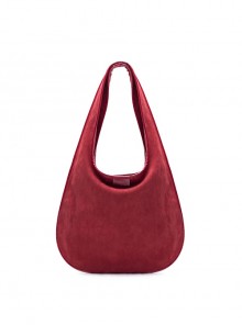 Daily Lazy Red Retro Suede Casual Versatile Large Capacity Kawaii Fashion Shoulder Bag