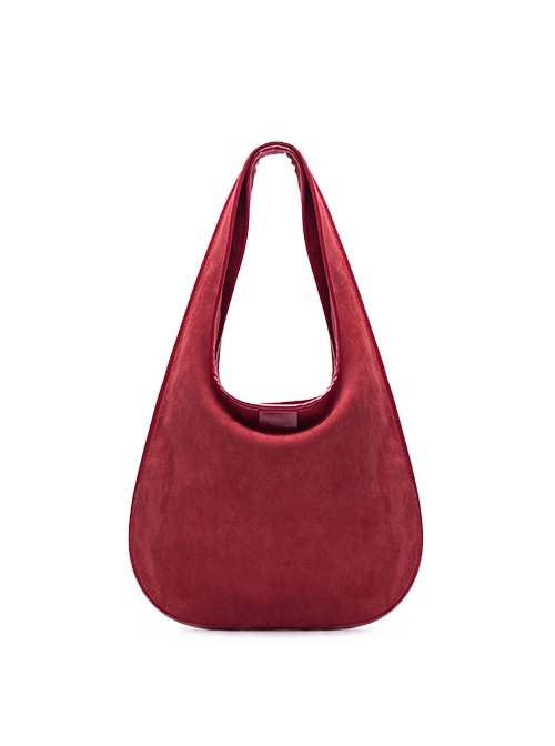 Daily Lazy Red Retro Suede Casual Versatile Large Capacity Kawaii Fashion Shoulder Bag