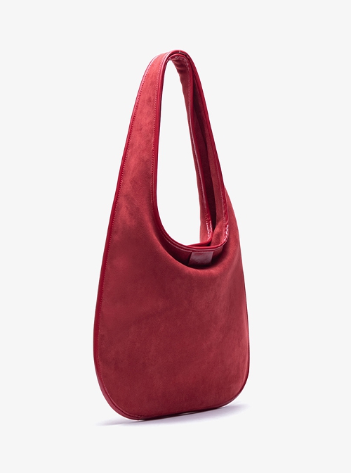 Daily Lazy Red Retro Suede Casual Versatile Large Capacity Kawaii Fashion Shoulder Bag