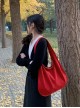 Daily Lazy Red Retro Suede Casual Versatile Large Capacity Kawaii Fashion Shoulder Bag