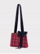 New Year's Red Plaid Sweet Ribbon Bow Daily Simple Woolen Kawaii Fashion Shoulder Bag