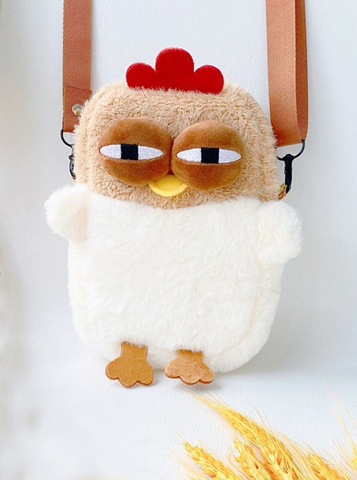 Cute Funny Gift Plush Sleepy Chicken Kawaii Fashion CrossBody Mobile Phone Bag