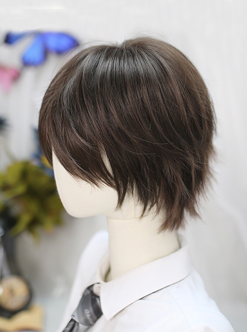 Warm Tea Series Prince Style Brown Short Hair Ouji Fashion Japanese Style Daily Fluffy Wig