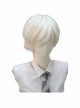 Winter Series Pearl Milk White Prince Style Side Parted Bangs Short Hair Ouji Fashion Wig