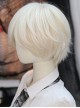 Winter Series Pearl Milk White Prince Style Side Parted Bangs Short Hair Ouji Fashion Wig