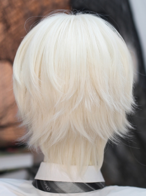 Winter Series Pearl Milk White Prince Style Side Parted Bangs Short Hair Ouji Fashion Wig