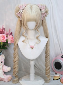 Mood Series Light Walnut Golden Cute Sweet Lolita Double Ponytails Roman Curly Long Hair Wig