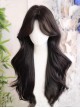 Flower Bell Series Natural Dark Brown Mid Split Long Curly Hair Elegant Classic Lolita Wig