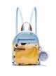 Fresh Casual Macaron Blue Yellow Contrast Cute Cow Pattern Kawaii Fashion Backpack