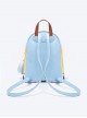 Fresh Casual Macaron Blue Yellow Contrast Cute Cow Pattern Kawaii Fashion Backpack