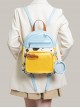 Fresh Casual Macaron Blue Yellow Contrast Cute Cow Pattern Kawaii Fashion Backpack