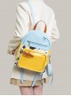 Fresh Casual Macaron Blue Yellow Contrast Cute Cow Pattern Kawaii Fashion Backpack