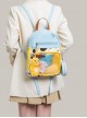 Fresh Casual Macaron Blue Yellow Contrast Cute Cow Pattern Kawaii Fashion Backpack