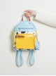 Fresh Casual Macaron Blue Yellow Contrast Cute Cow Pattern Kawaii Fashion Backpack