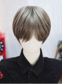 Mist Series Korean Style Mint Beige Brown Daily Handsome Short Hair Ouji Fashion Wig