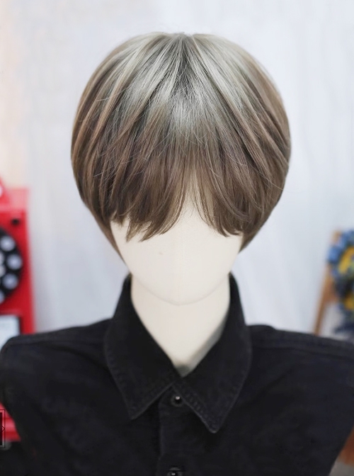 Mist Series Korean Style Mint Beige Brown Daily Handsome Short Hair Ouji Fashion Wig