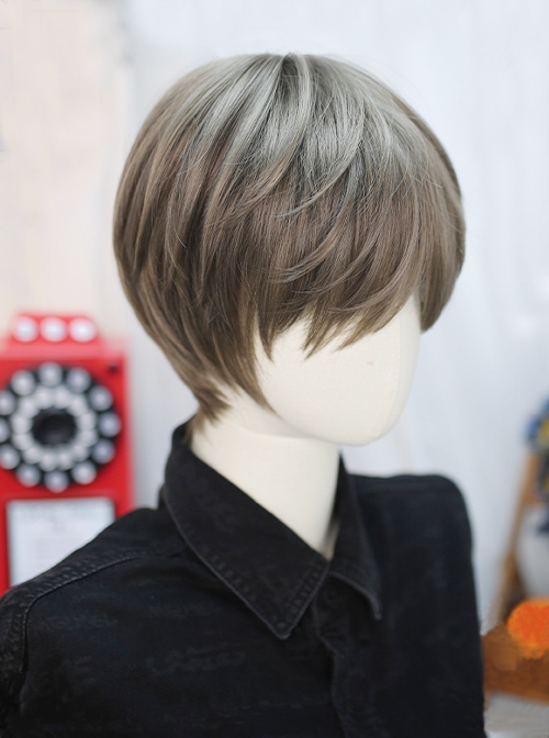 Mist Series Korean Style Mint Beige Brown Daily Handsome Short Hair Ouji Fashion Wig