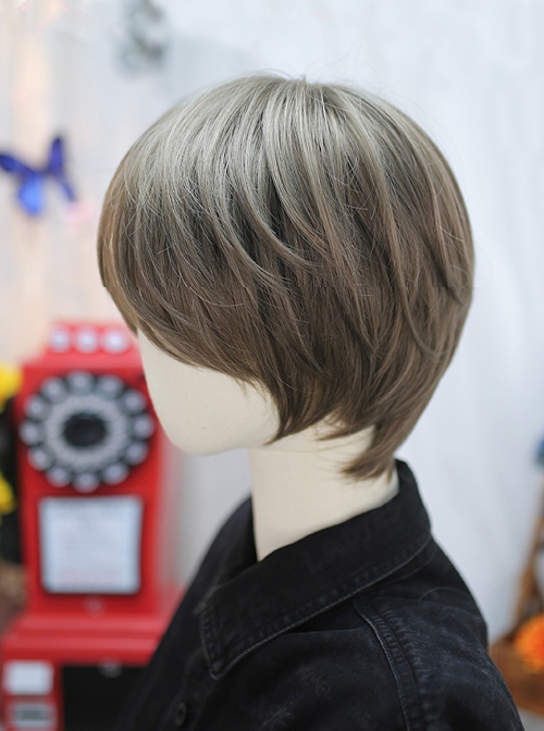 Mist Series Korean Style Mint Beige Brown Daily Handsome Short Hair Ouji Fashion Wig