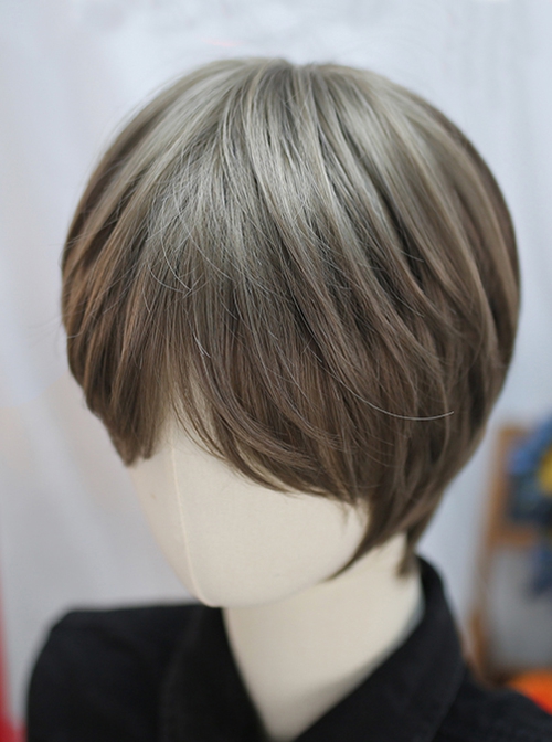 Mist Series Korean Style Mint Beige Brown Daily Handsome Short Hair Ouji Fashion Wig