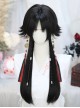 Chinese Ancient Style Black Jellyfish Head Mid Split Bangs Slightly Curled Hairstyle Ouji Fashion Long Wig