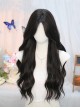 Natural Elegant Black Mid Split Bangs Attractive Long Wavy Curly Hair Classic Lolita Wig