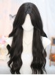 Natural Elegant Black Mid Split Bangs Attractive Long Wavy Curly Hair Classic Lolita Wig