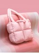 Cute Unique Diamond Square Puff Soft Cotton Pillow Feel Kawaii Fashion Handbag Shoulder Bag