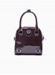 Retro Chocolate Brown Patent Leather Sweet Ribbon Bow Kawaii Fashion Mini Daily Versatile Backpack