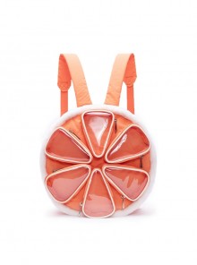 Cute Unique Orange Divided Multi Layered Lightweight Quilted Plush Kawaii Fashion Creative Backpack