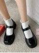 Retro British College Style Soft Girl PU School Lolita Square Toe Thick-Soled Mary Jane Shoes