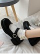 Retro British College Style Soft Girl PU School Lolita Square Toe Thick-Soled Mary Jane Shoes