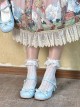 Sweet Bean Series Cute Sweet Lolita PU Lace Bowknot Rubber Sole Low Heel Mary Jane Shoes