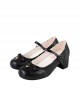 Sweet Bean Series Cute Sweet Lolita PU Lace Bowknot Rubber Sole Low Heel Mary Jane Shoes