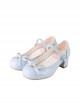 Sweet Bean Series Cute Sweet Lolita PU Lace Bowknot Rubber Sole Low Heel Mary Jane Shoes