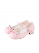 Sweet Bean Series Sweet Lolita PU Princess Style Mid Heel Soft Rubber Sole Bowknot Mary Jane Shoes