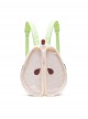 Cute Creative Green Apricot Contrast Pear Shape Plush Edge Decoration Soft Padded Kawaii Fashion Backpack