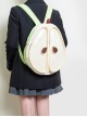 Cute Creative Green Apricot Contrast Pear Shape Plush Edge Decoration Soft Padded Kawaii Fashion Backpack