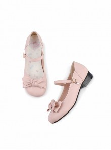 A Little Round Series Cute Princess Style Sweet Lolita Round Toe Low Heal Mary Jane Shoes