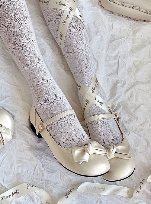 A Little Round Series Cute Princess Style Sweet Lolita Round Toe Low Heal Mary Jane Shoes