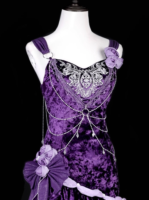 Purple Night Star River Series Dreamy Sexy Elegant Dark Purple Classic Lolita Sleeveless Slim Fit Fishtail Dress Set