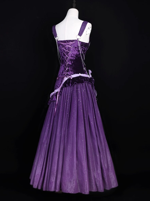 Purple Night Star River Series Dreamy Sexy Elegant Dark Purple Classic Lolita Sleeveless Slim Fit Fishtail Dress Set