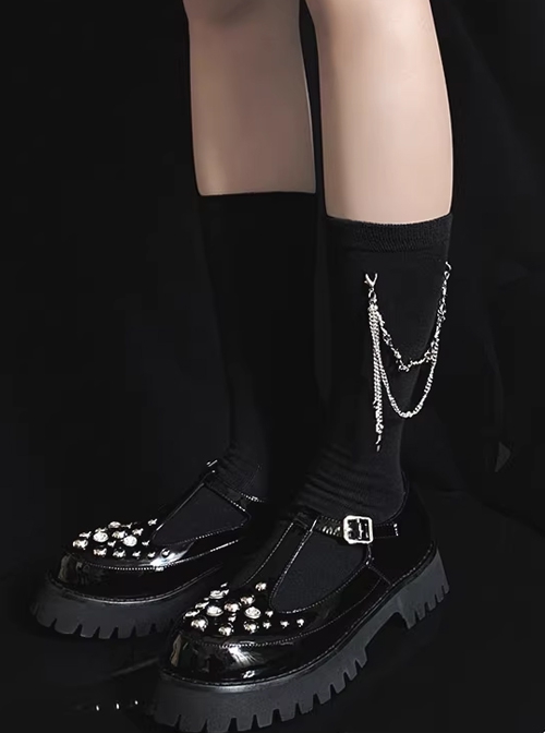 Punk Style Metal Chain Versatile Sweet Cool Daily Kawaii Fashion JK Girl Lolita Socks