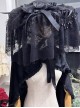 Mysterious Bead Chain Dark Gothic Lolita Lace Ribbon Bowknot Pure Black Flat Hat Cover Face Widow Hat