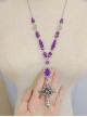 Exquisite Gemstone Handmade Gothic Lolita Beads Thorn Rose Cross Pendant Sweater Necklace