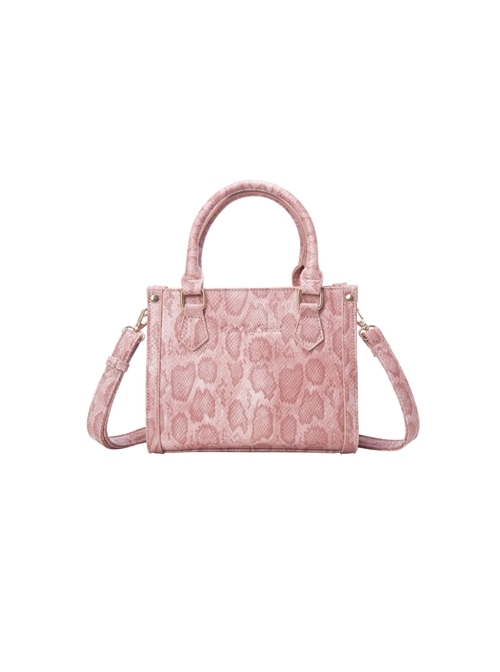 Goodbye Muse Series Exquisite Girl Kawaii Fashion Pink Imitation Snake Leather Small Square Handbag