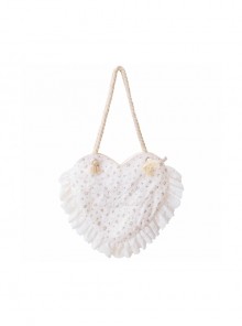 French Soft Girl Pastoral Style Floral Cotton Lace Trim Kawaii Fashion Heart Shape Pillow Bag