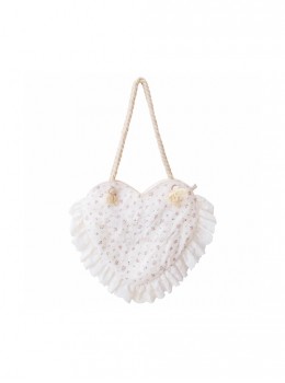 French Soft Girl Pastoral Style Floral Cotton Lace Trim Kawaii Fashion Heart Shape Pillow Bag