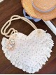 French Soft Girl Pastoral Style Floral Cotton Lace Trim Kawaii Fashion Heart Shape Pillow Bag